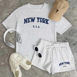 Kadın 2Lİ TAKIM OVERSİZE Trend T-shirt Şort Model 4934
