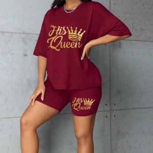 Kadın 2Lİ TAKIM OVERSİZE Trend T-shirt Şort Model 4937