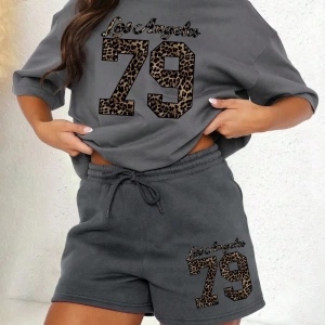 Kadın 2Lİ TAKIM OVERSİZE Trend T-shirt Şort Model 4949
