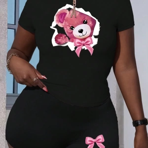 Kadın 2Lİ TAKIM OVERSİZE Trend T-shirt Şort Model 4952