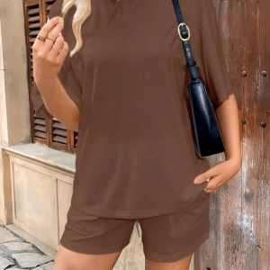 Kadın 2Lİ TAKIM OVERSİZE Trend T-shirt Şort Model 4955