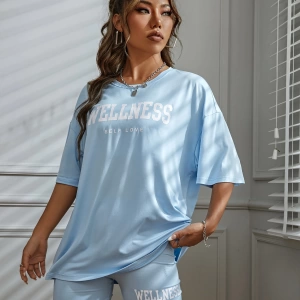 Kadın 2Lİ TAKIM OVERSİZE Trend T-shirt Şort Model 4957