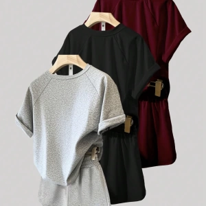 Kadın 2Lİ TAKIM OVERSİZE Trend T-shirt Şort Model 4963