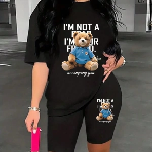 Kadın 2Lİ TAKIM OVERSİZE Trend T-shirt Şort Model 4973