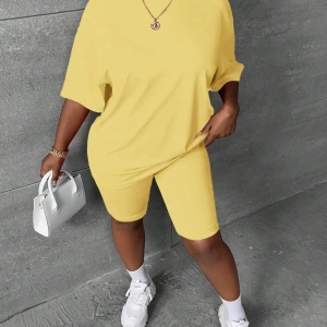 Kadın 2Lİ TAKIM OVERSİZE Trend T-shirt Şort Model 4976