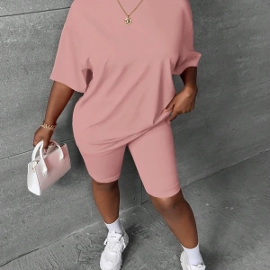 Kadın 2Lİ TAKIM OVERSİZE Trend T-shirt Şort Model 4976