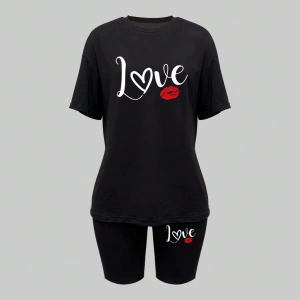 Kadın 2Lİ TAKIM OVERSİZE Trend T-shirt Şort Model 4978