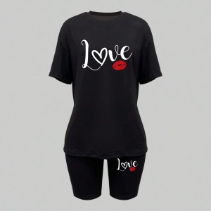 Kadın 2Lİ TAKIM OVERSİZE Trend T-shirt Şort Model 4978