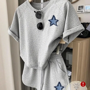Kadın 2Lİ TAKIM OVERSİZE Trend T-shirt Şort Model 4986