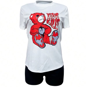 Kadın 2Lİ TAKIM OVERSİZE Trend T-shirt Şort Model 4987