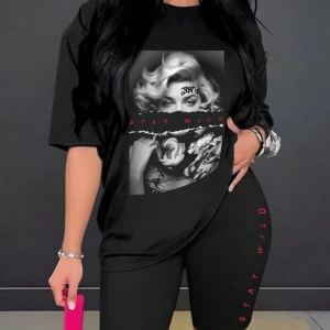 Kadın 2Lİ TAKIM OVERSİZE Trend T-shirt Şort Model 4992