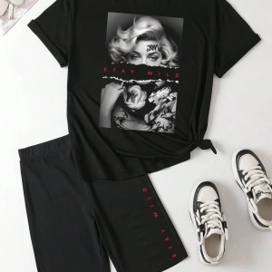 Kadın 2Lİ TAKIM OVERSİZE Trend T-shirt Şort Model 4992