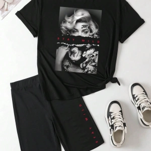 Kadın 2Lİ TAKIM OVERSİZE Trend T-shirt Şort Model 4992