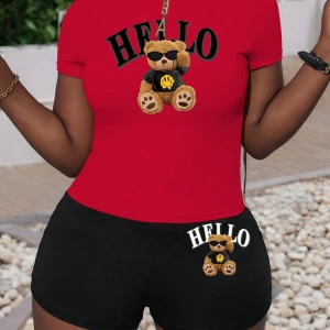 Kadın 2Lİ TAKIM OVERSİZE Trend T-shirt Şort Model 4994