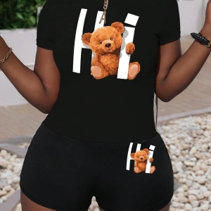 Kadın 2Lİ TAKIM OVERSİZE Trend T-shirt Şort Model 4994