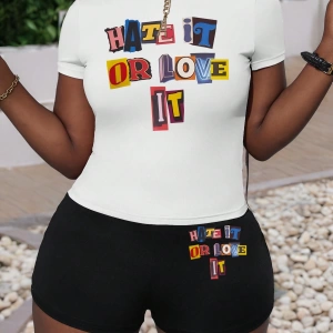 Kadın 2Lİ TAKIM OVERSİZE Trend T-shirt Şort Model 4994