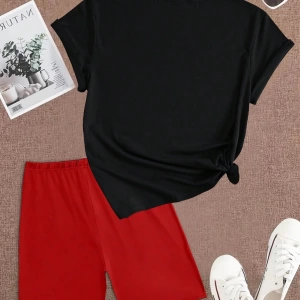 Kadın 2Lİ TAKIM OVERSİZE Trend T-shirt Şort Model 5005