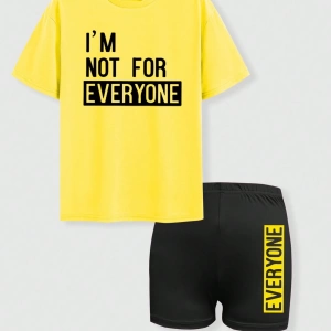 Kadın 2Lİ TAKIM OVERSİZE Trend T-shirt Şort Model 5012