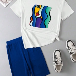 Kadın 2Lİ TAKIM OVERSİZE Trend T-shirt Şort Model 5018
