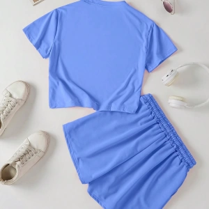 Kadın 2Lİ TAKIM OVERSİZE Trend T-shirt Şort Model 5021