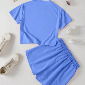 Kadın 2Lİ TAKIM OVERSİZE Trend T-shirt Şort Model 5021
