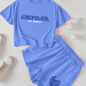 Kadın 2Lİ TAKIM OVERSİZE Trend T-shirt Şort Model 5021