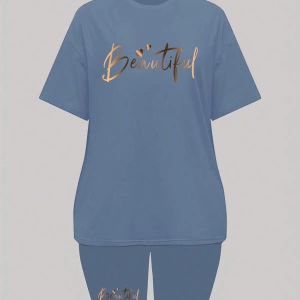 Kadın 2Lİ TAKIM OVERSİZE Trend T-shirt Şort Model 5039