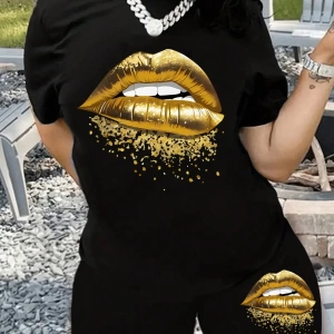 Kadın 2Lİ TAKIM OVERSİZE Trend T-shirt Şort Model 5040