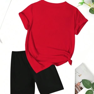 Kadın 2Lİ TAKIM OVERSİZE Trend T-shirt Şort Model 5045
