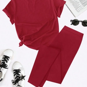 Kadın 2Lİ TAKIM OVERSİZE Trend T-shirt Şort Model 5049