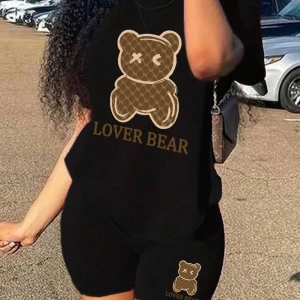 Kadın 2Lİ TAKIM OVERSİZE Trend T-shirt Şort Model 5055