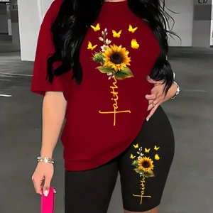 Kadın 2Lİ TAKIM OVERSİZE Trend T-shirt Şort Model 5059