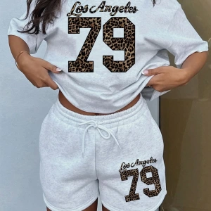 Kadın 2Lİ TAKIM OVERSİZE Trend T-shirt Şort Model 5062