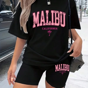 Kadın 2Lİ TAKIM OVERSİZE Trend T-shirt Şort Model 5064