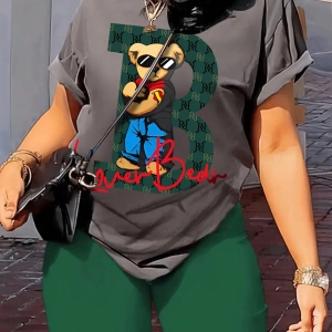 Kadın 2Lİ TAKIM OVERSİZE Trend T-shirt Şort Model 5068