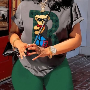 Kadın 2Lİ TAKIM OVERSİZE Trend T-shirt Şort Model 5068
