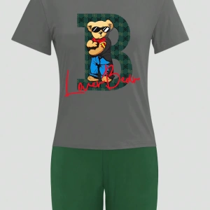 Kadın 2Lİ TAKIM OVERSİZE Trend T-shirt Şort Model 5068
