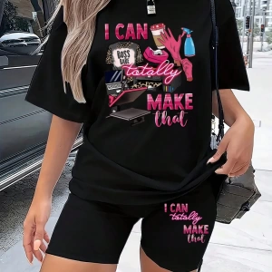 Kadın 2Lİ TAKIM OVERSİZE Trend T-shirt Şort Model 5070