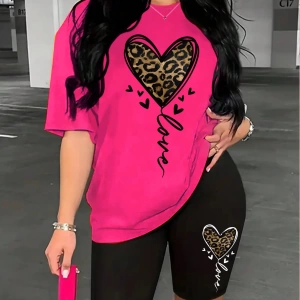 Kadın 2Lİ TAKIM OVERSİZE Trend T-shirt Şort Model 5071