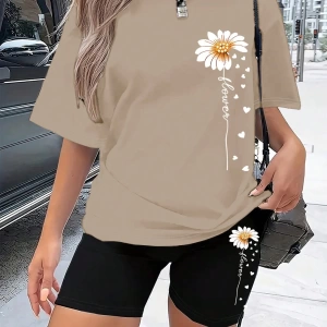 Kadın 2Lİ TAKIM OVERSİZE Trend T-shirt Şort Model 5073