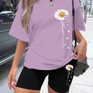 Kadın 2Lİ TAKIM OVERSİZE Trend T-shirt Şort Model 5073