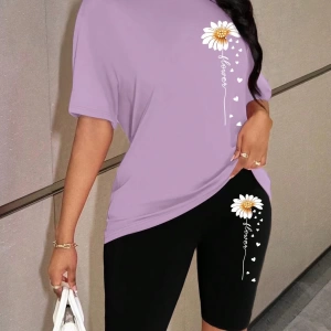Kadın 2Lİ TAKIM OVERSİZE Trend T-shirt Şort Model 5073