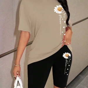 Kadın 2Lİ TAKIM OVERSİZE Trend T-shirt Şort Model 5073