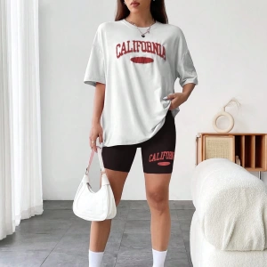 Kadın 2Lİ TAKIM OVERSİZE Trend T-shirt Şort Model 5074