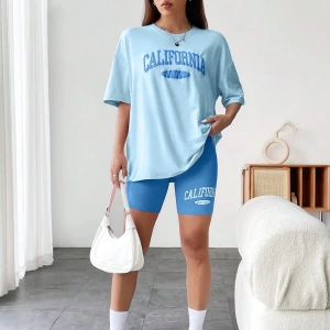 Kadın 2Lİ TAKIM OVERSİZE Trend T-shirt Şort Model 5074