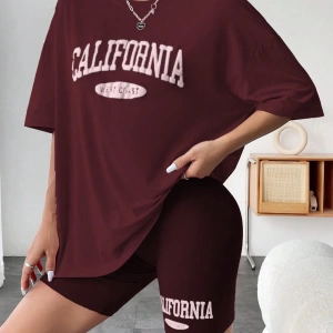 Kadın 2Lİ TAKIM OVERSİZE Trend T-shirt Şort Model 5074