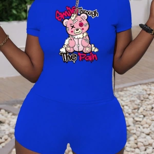Kadın 2Lİ TAKIM OVERSİZE Trend T-shirt Şort Model 5079