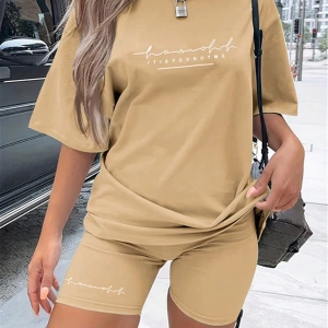 Kadın 2Lİ TAKIM OVERSİZE Trend T-shirt Şort Model 5085