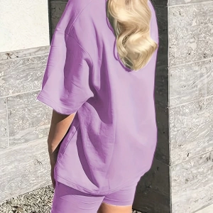 Kadın 2Lİ TAKIM OVERSİZE Trend T-shirt Şort Model 5085