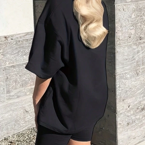 Kadın 2Lİ TAKIM OVERSİZE Trend T-shirt Şort Model 5085
